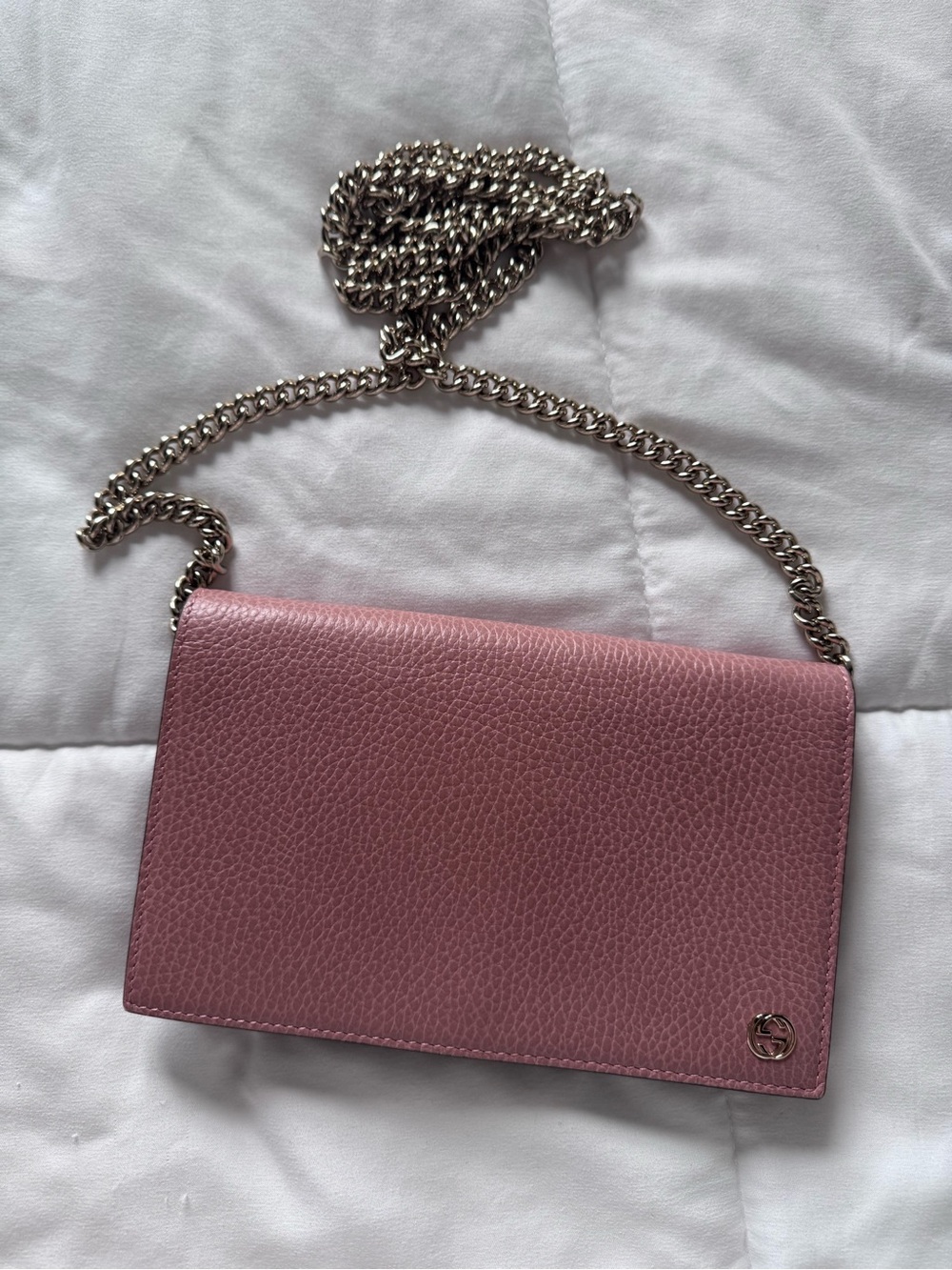 Gucci Pink Leather Chain Crossbody Bag